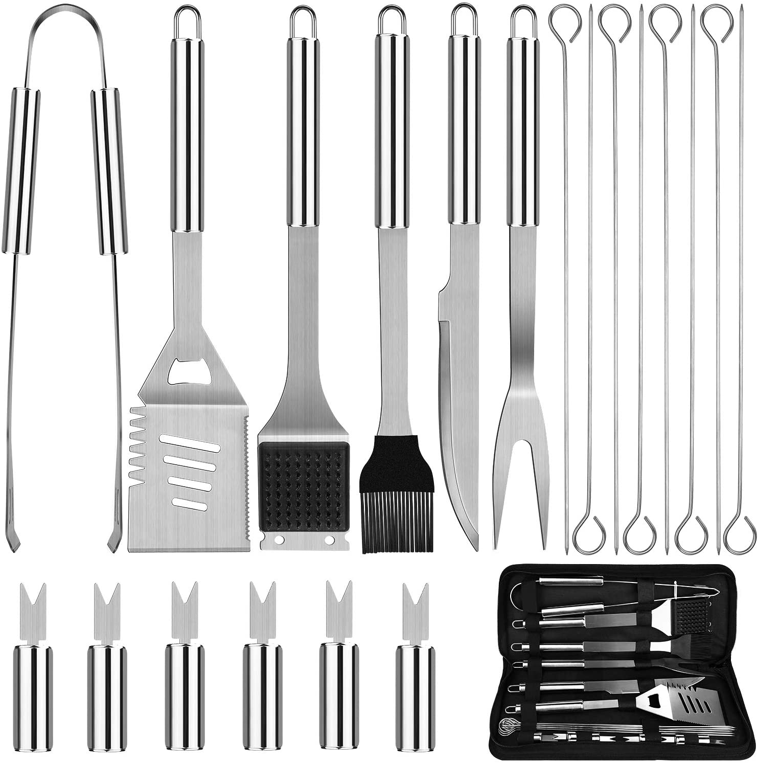 21 PCS Stainless Steel Grill Kit with Case