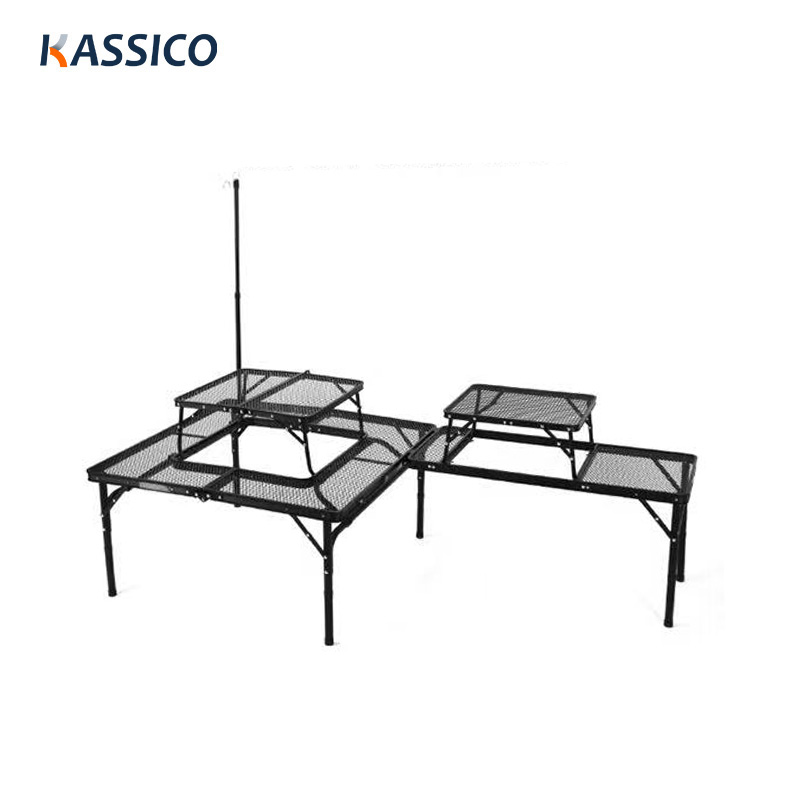 Foldable Camping Picnic Campfire Table - Raised and Lowered Tough Light Action Table