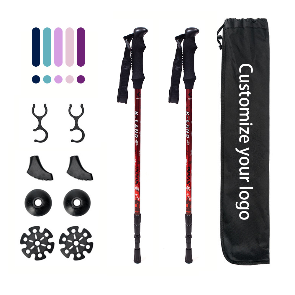 Customized Outdoor 3-Section Telescopic Aluminum Trekking Poles