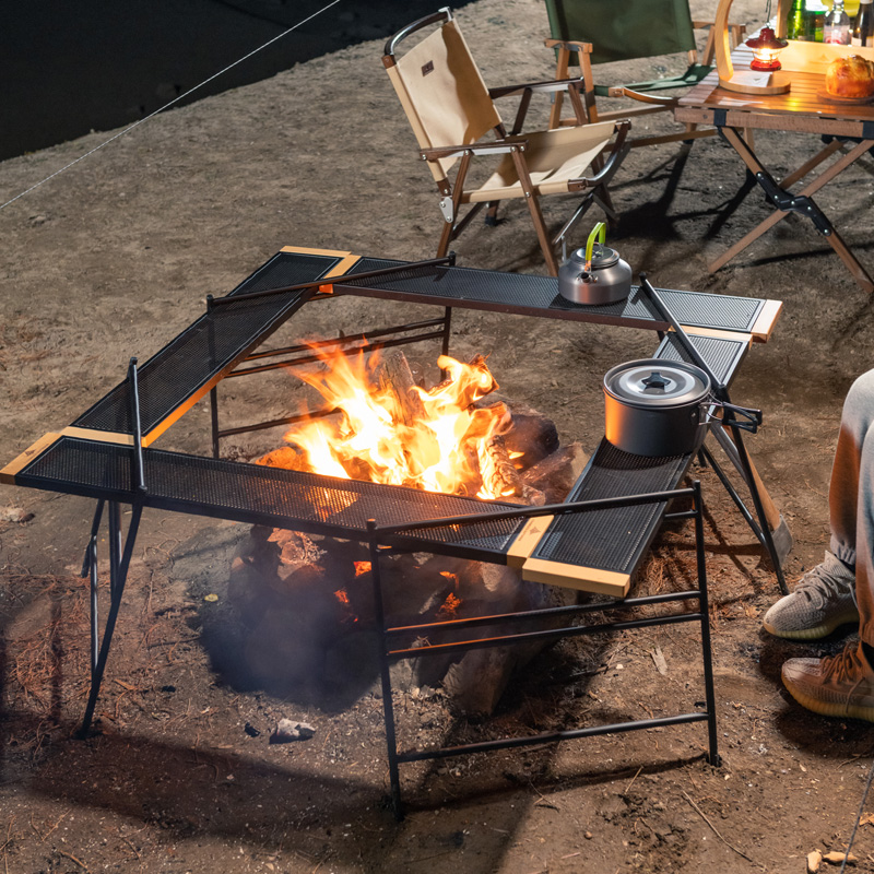 Table de filet de gril de feu de camp extérieur, cuisson sur grille