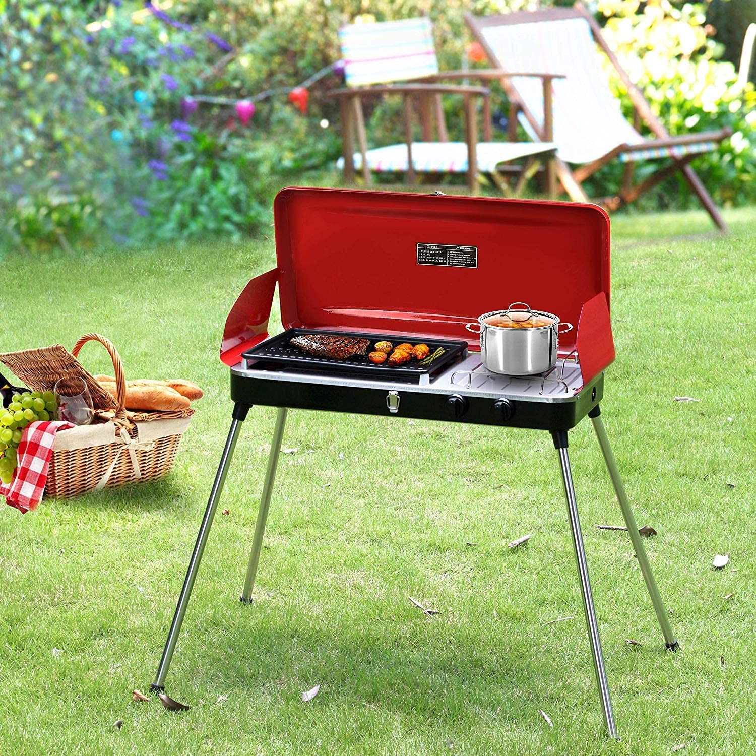 Camping Gas Stove & Barbecue Grill With Legs KASSICO