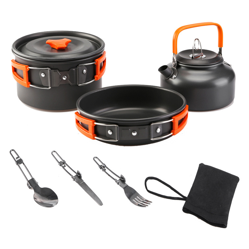 Durable Camping Pot Pan Kettle with Nylon Bag
