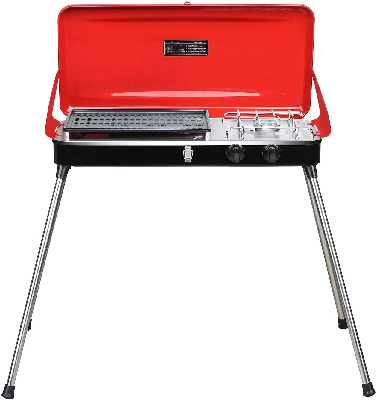 Camping Gas Stove & Barbecue Grill With Legs