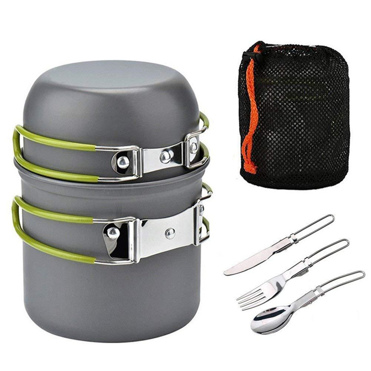 Camping Cookware Mess Kit, Cooking Pot Pan Bowl For Backpacking Hiking and Picnic
