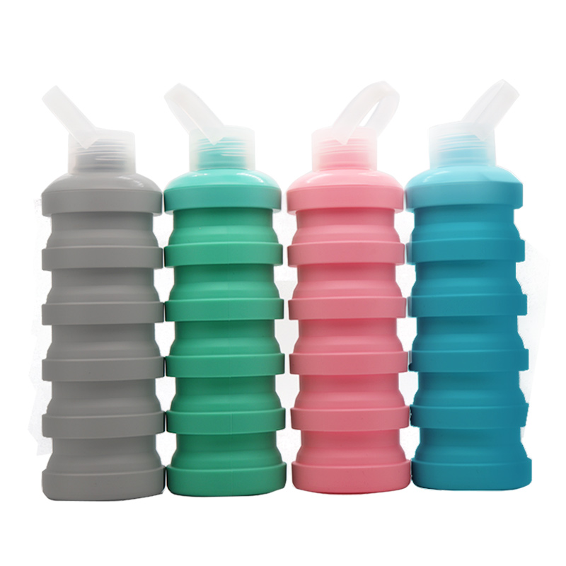 Camping foldable silicone water bottle