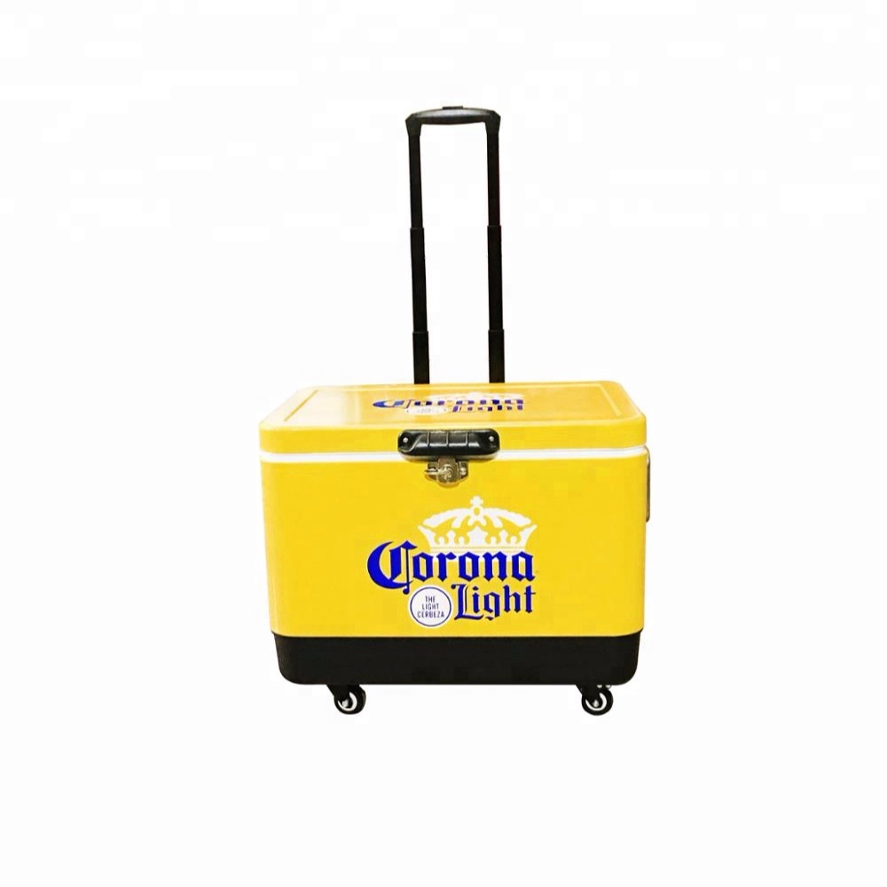 51L/54QT Trolley Ice Cooler Box with Wheels for Outdoor Camping Fishing