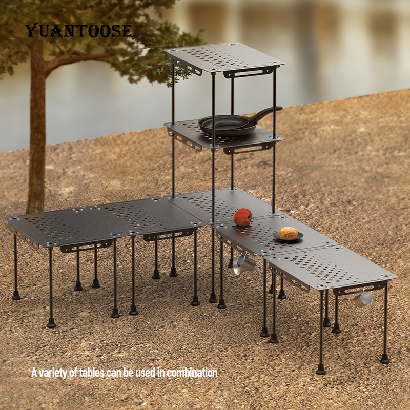 Outdoor Spliced Folding Camping Picnic Table With Side Hanging Hole