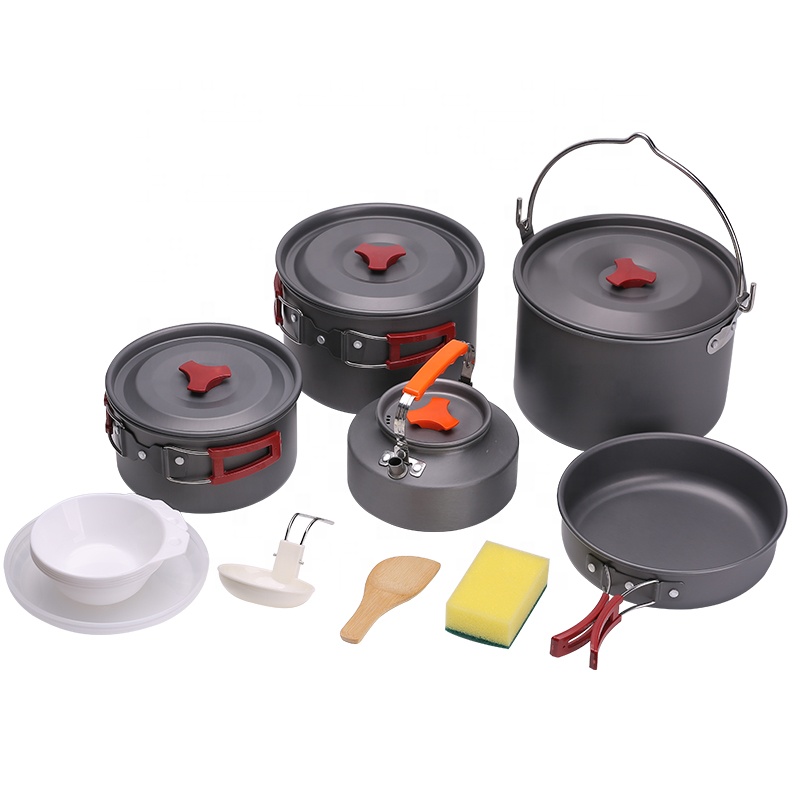 12 pcs Camping Cookware Set - Outdoor Kitchen Pots and Pans Set