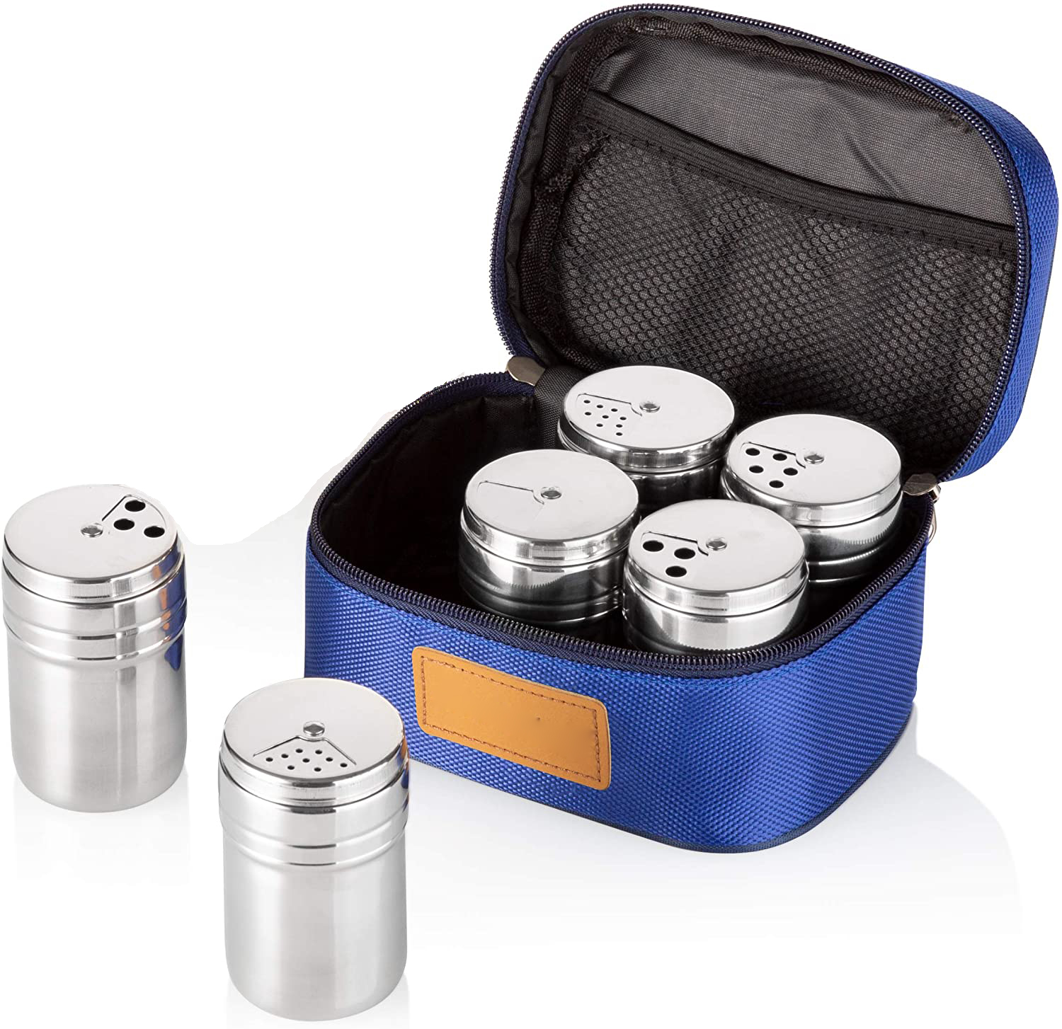 6pcs Stainless Steel Camping Spice Shaker Seasoning Dispenser