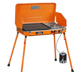 Portable Outdoor Gas Stove and Roaster Pan with Screen & Legs