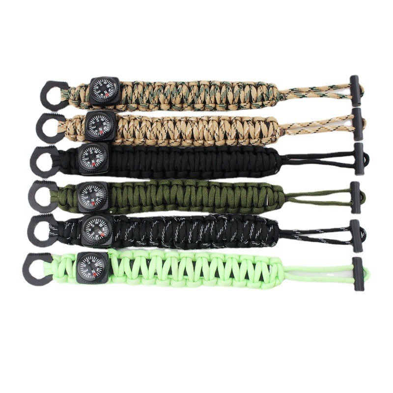 Outdoor Paracord Keychain Lanyard Tactical Bushcraft Survival Emergency Gear Flint Fire Starter Monkey Fist