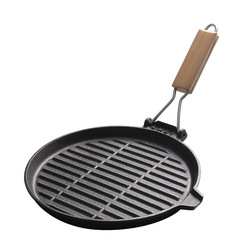 Foldable handle cast iron griddles and grill pan