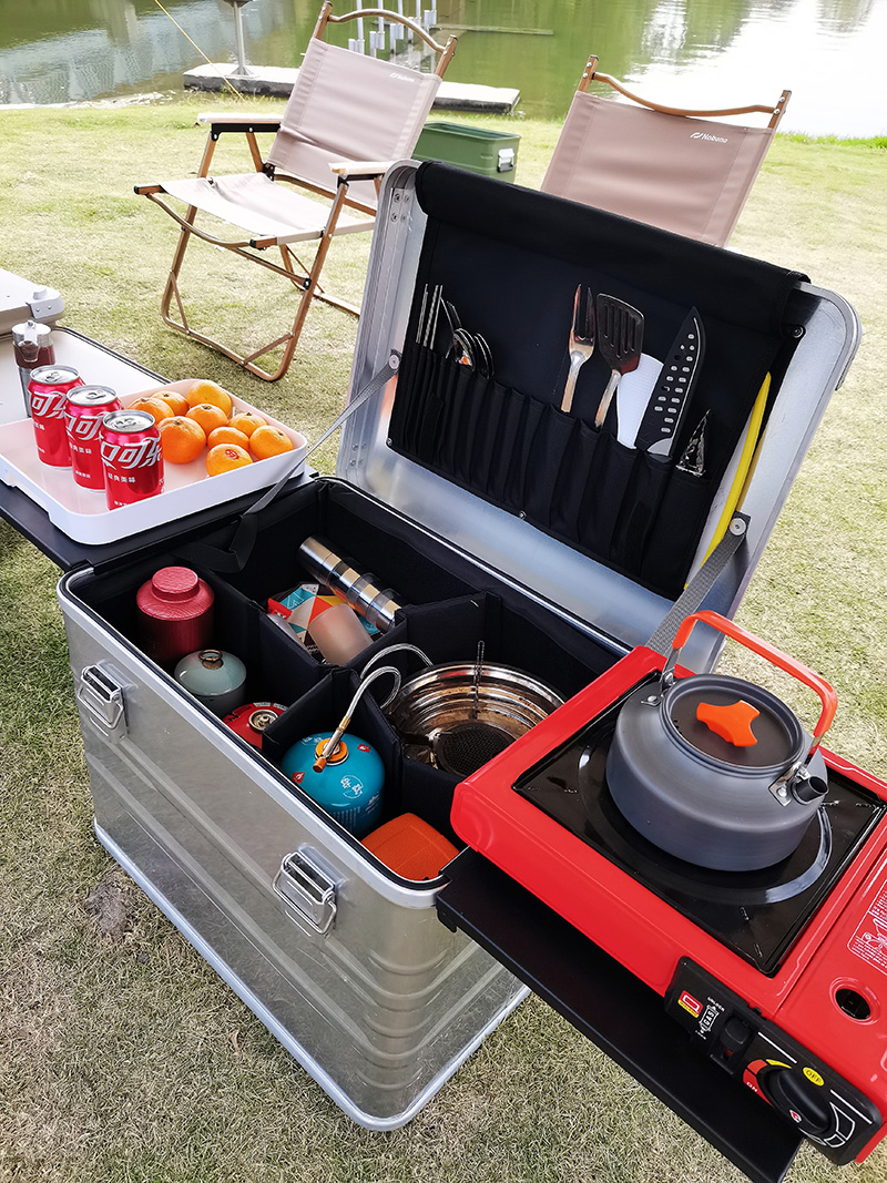 Portable Outdoor Camping Kitchen Box - Aluminum Lightweight - KASSICO