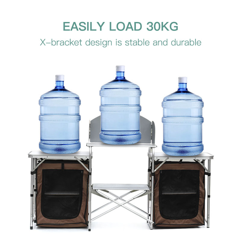 Portable Foldable Outdoor Camping Kitchen Table with Windscreen and 3