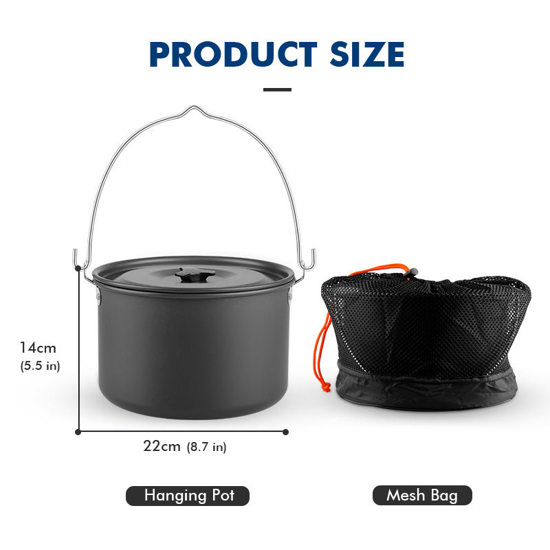 4L Outdoor Thickened Aluminum Camping Hanging Pots With Non-stick