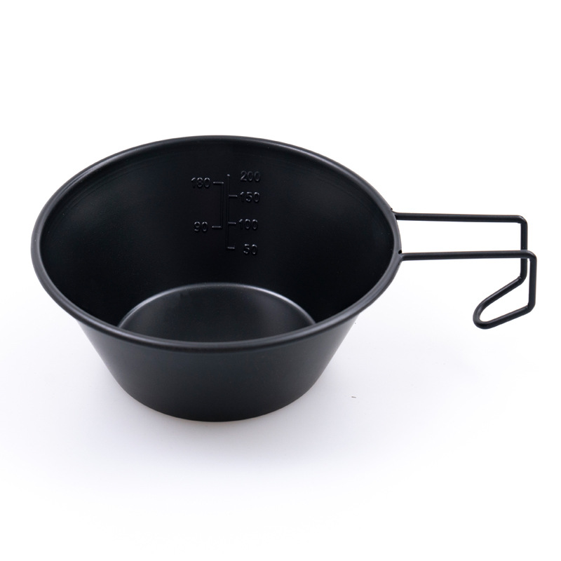 Stainless Steel Camping Picnic Bowl With Foldable Hanged Handle