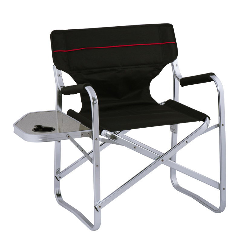 Portable Black Aluminum Folding Director Chair With Side Table