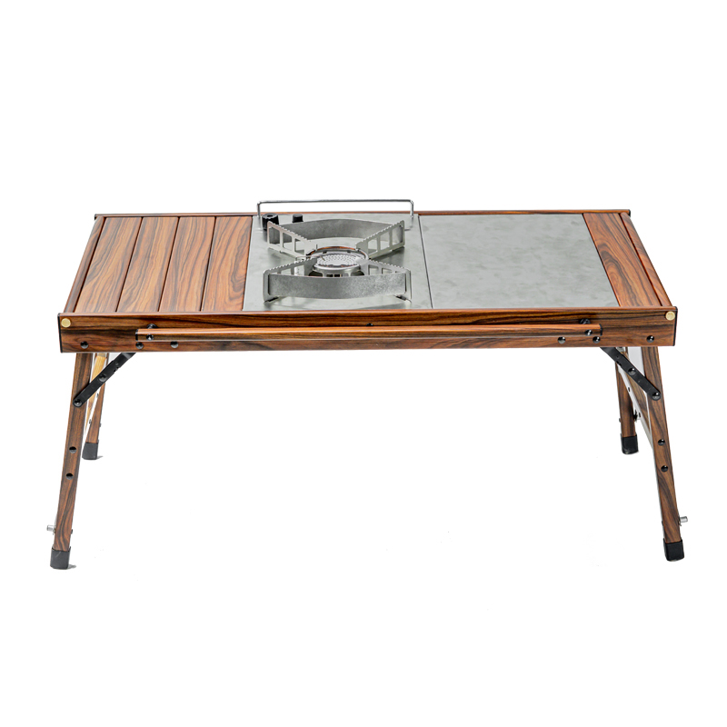 Wood Pattern Aluminum IGT Camping Table With Stove
