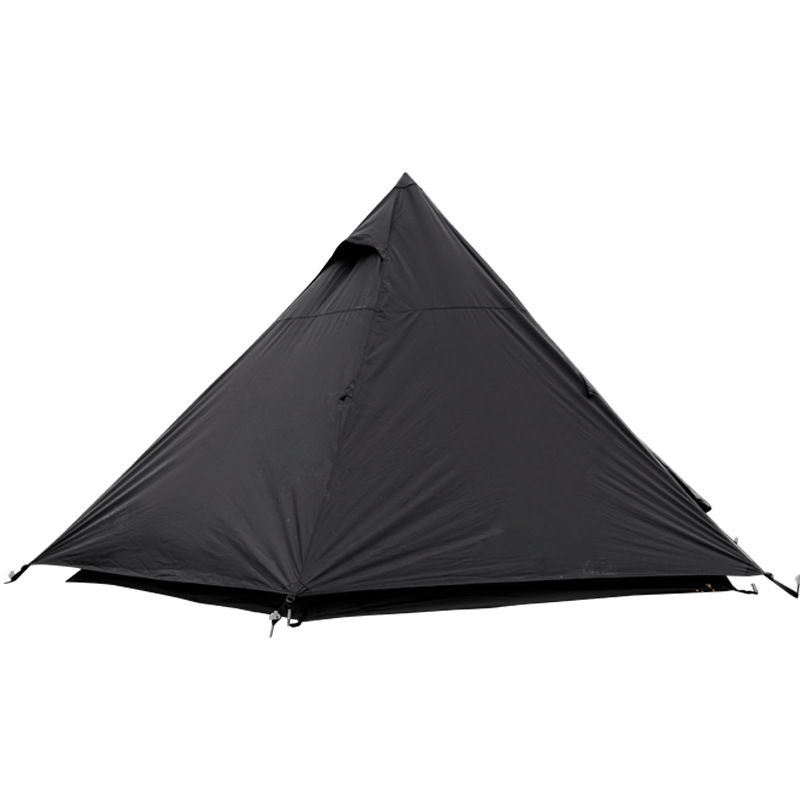 6-person Black Outdoor Camping Pyramid Teepee Tent