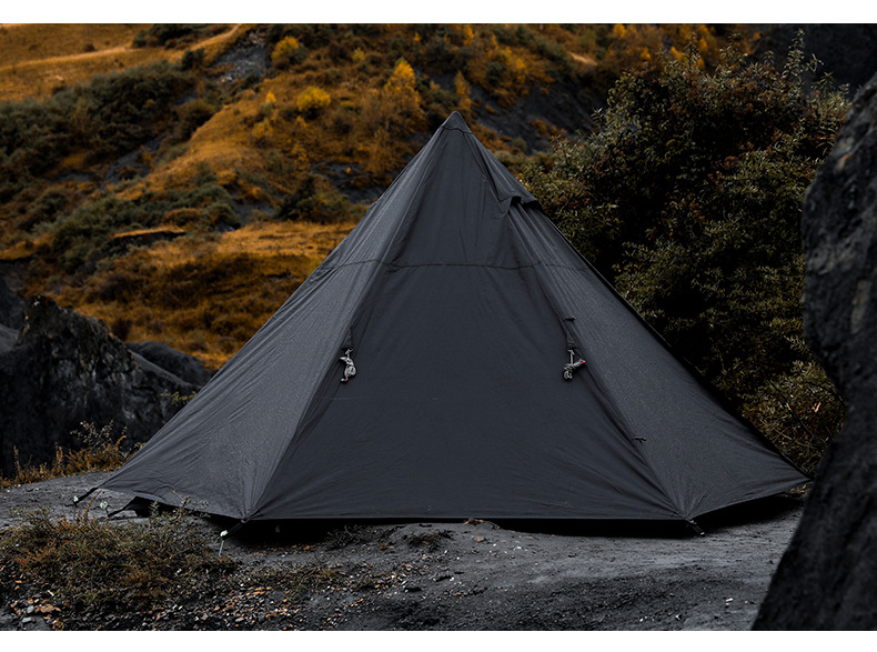 6-person Black Outdoor Camping Pyramid Teepee Tent