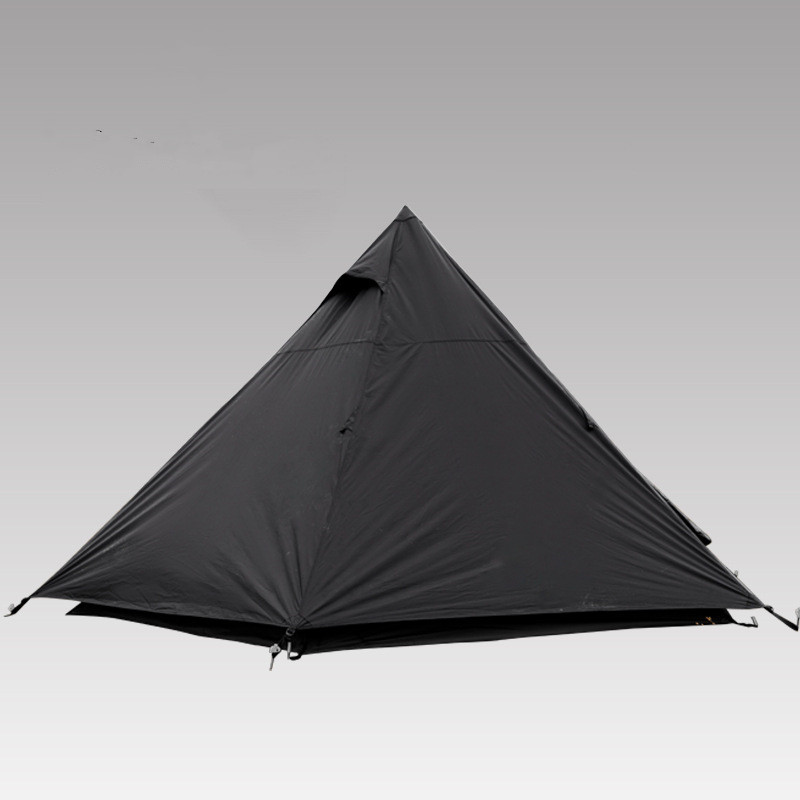 6-person Black Outdoor Camping Pyramid Teepee Tent