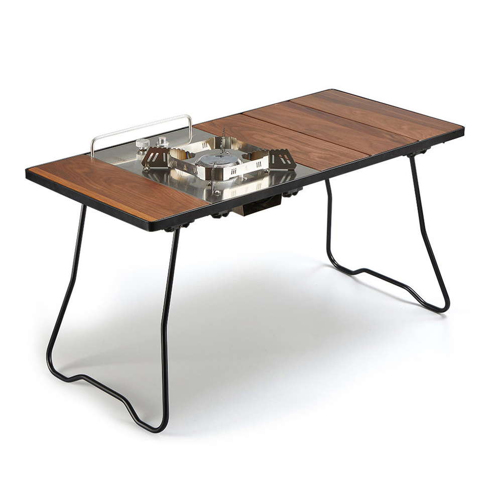 Portable IGT Folding Picnic Table With Combination Stove BBQ Grill & Folding Roll Top
