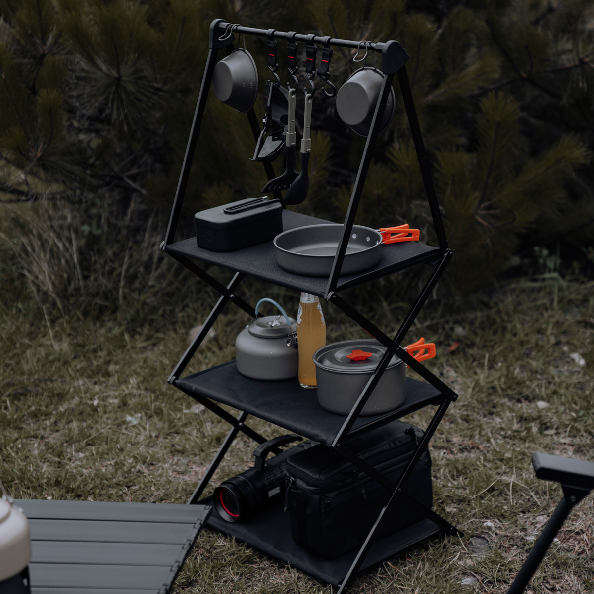 Aluminum Folding Camping Storage Shelves: Double and Triple Layer