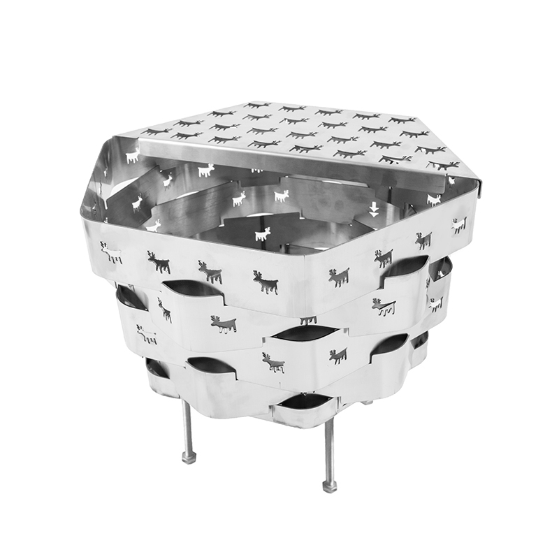 Blackdeer Outdoor Stainless Steel Fire Pit Engraved Deer Pattern Hexagon Wood Stove Burning Bonfire Camping