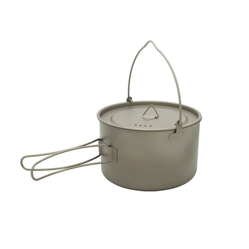 34 foldable handle pure titanium cooking frying pot