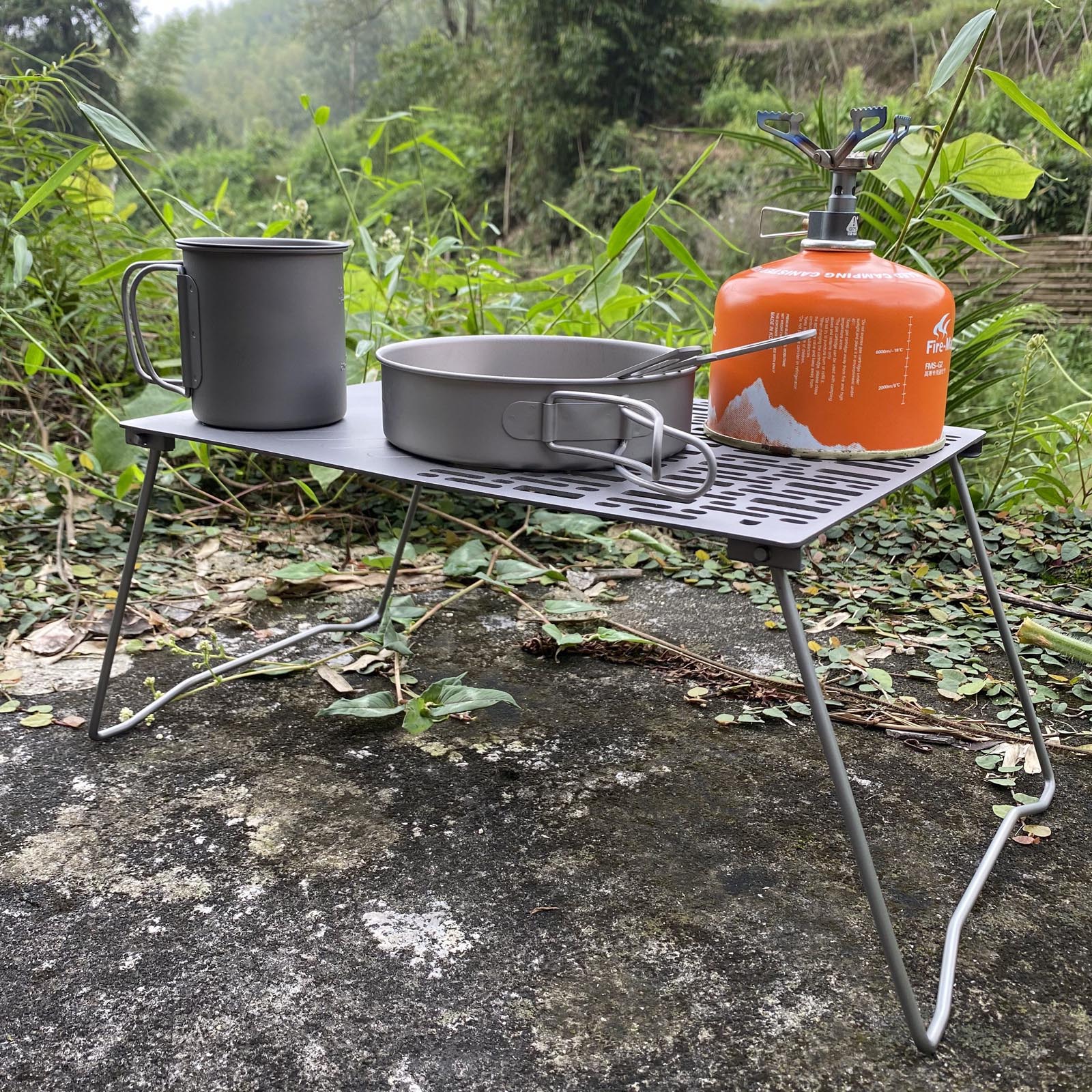 Titanium Mini Outdoor Camping Portable and Foldable BBQ charcoal grill for backpack