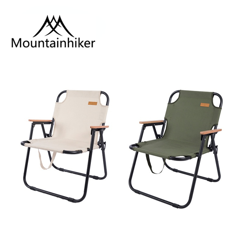 MOUNTAINHIKER 180KG Load Bearing Folding Chair Steel Support Ripstop Canvas Cloth Leisure Armchair Camping Picnic Bracket Chair
