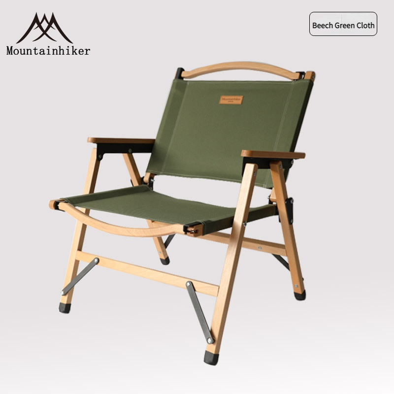 Mountainhiker Outdoor Chair Camping Folding Portable Backrest Chair  Camping Leisure Faux Wood Armrest Fishing Garden Chair