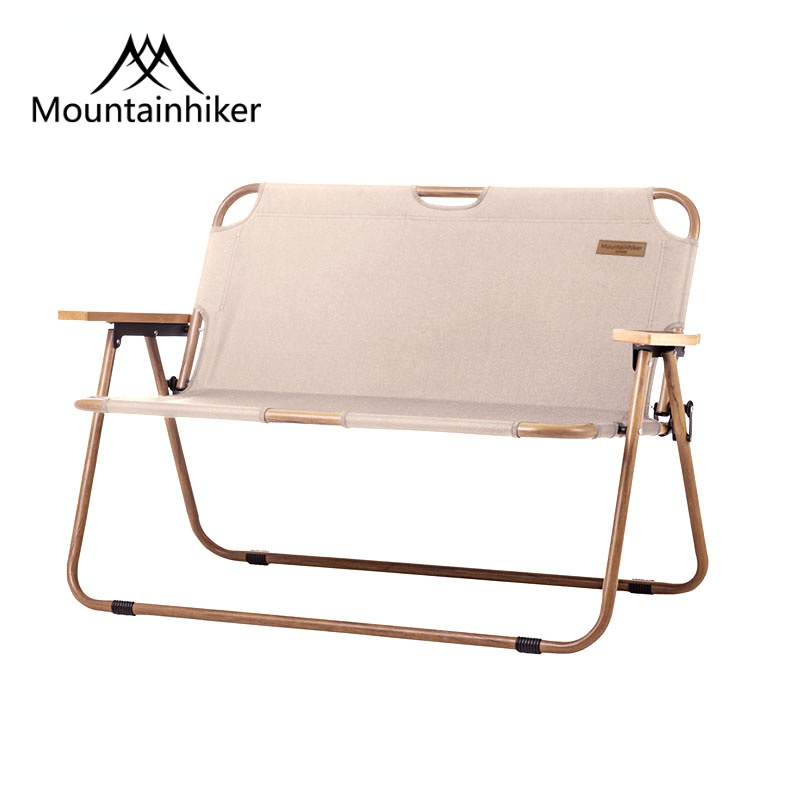 Mountainhiker Outdoor Leisure Double Folding Chair Portable Ultralight Camping Picnic Beach Chair 2 Person Wood Grain Nap Chair