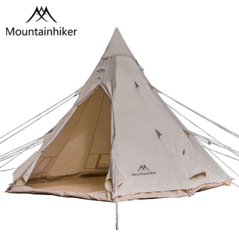MOUNTAINHIKER 5-8People Cotton Pyramid Big Tents Breathable Waterproof 3000MM Windproof Outdoor Four-Season Family Camping Tent