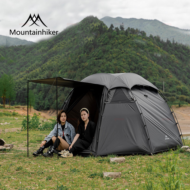 Mountainhiker Dome Tent Aluminum Pole Waterproof Shelter Outdoor Round Tents 3-4 Person Camping Tent Cloth Blackout Equipment