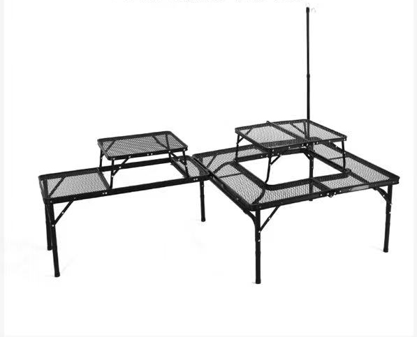 Foldable Camping Picnic Campfire Table - Raised and Lowered Tough Light Action Table