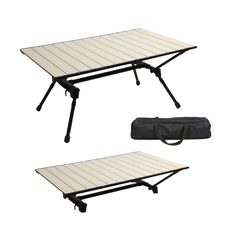 Ultralight Portable Aluminum Folding Camping Table - Height Adjustable, Roll Up Table Top