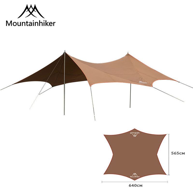 Mounthiker Silver Coating Large Camping Canopy Portable Oxford Cloth Maple Leaf Waterproof Shelter Outdoors Sunshades PU3000