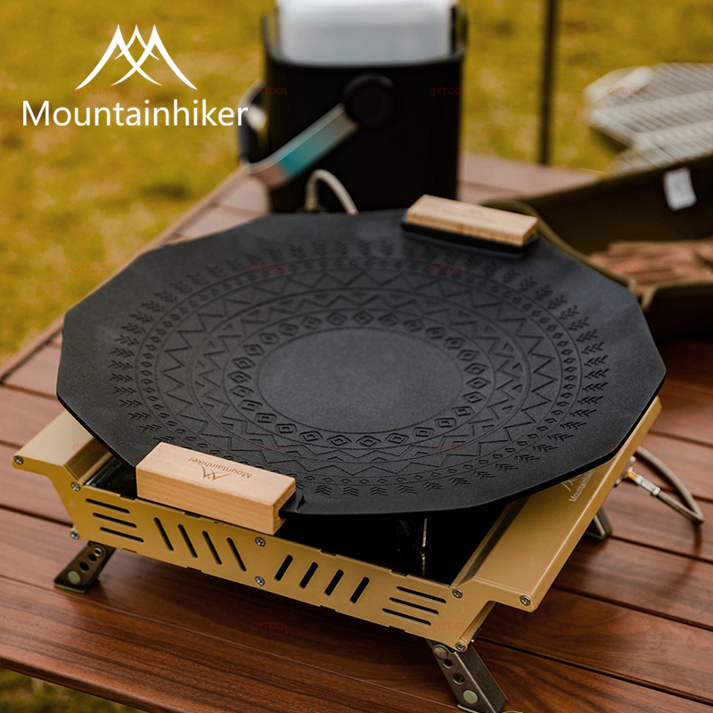 Mounthiker Outdoor Grilling Pan Fire Maple Picnic Portable Non-Stick Baking Pans BBQ Camping Frying Pan Storage Bag for Plate