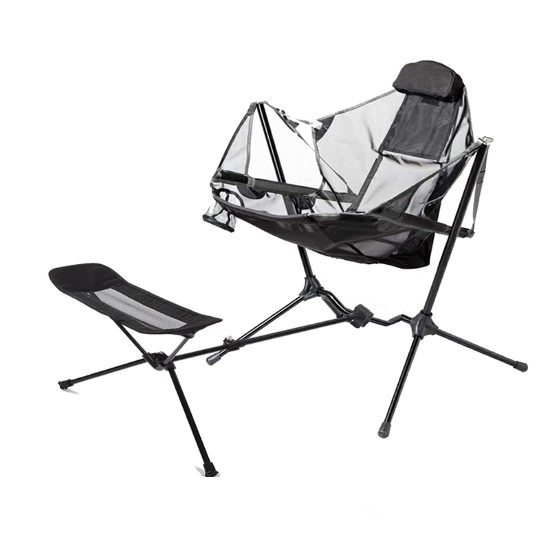 Mounthiker Portable Rocking Chair Outdoor Telescopic Stool Relaxing Retractable Camping Chair Weightless Armchair Hanging Chair With Stand