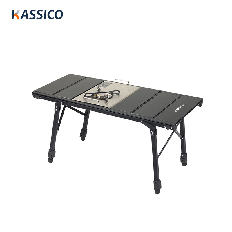 Portable Black IGT Picnic Table For Outdoor Camping BBQ Garden