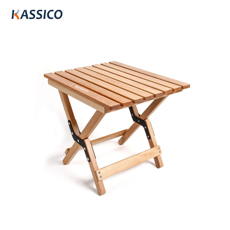 Small Wood Folding Stool - Wooden Camp Maza