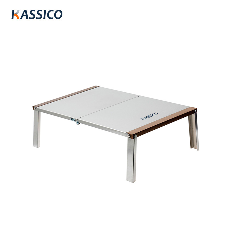 3-Height Adjustable Camping Table - Lightweight Aluminum Folding Desk With Carry Handle & Storage Pocket