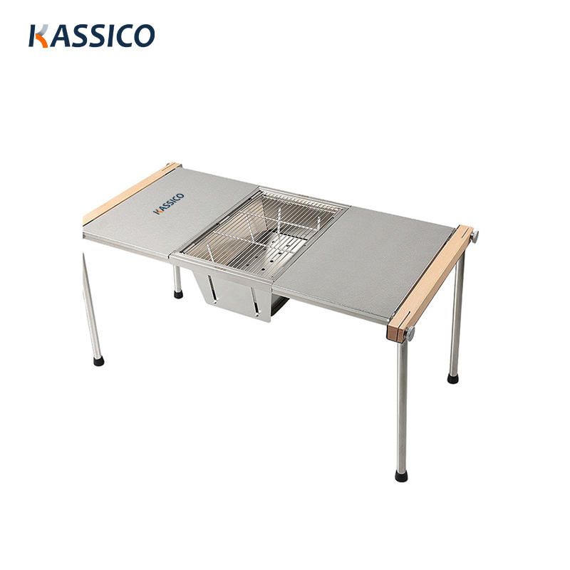 Stainless Steel Folding Combination BBQ Table