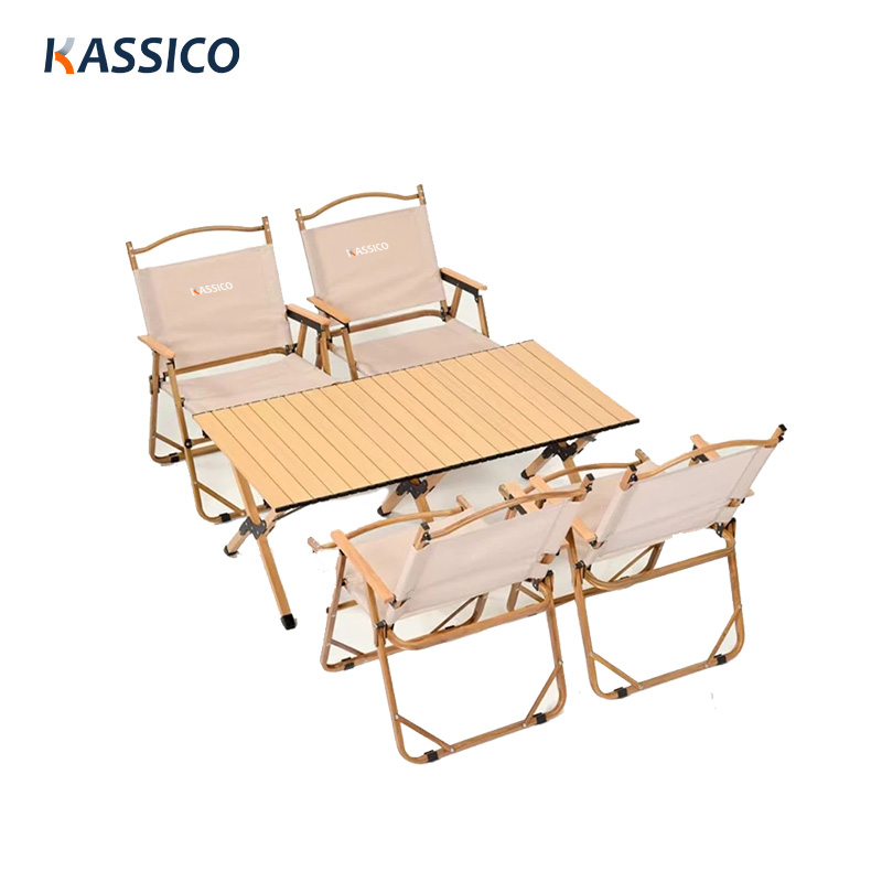 Outdoor Camping Roll-up Table & 4 Kermit Chairs Set
