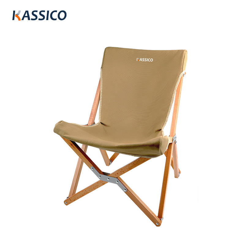 Wooden Camping Chair With Beech Wood & Canvas