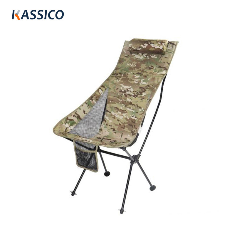 Beach Foldable Aluminum alloy Chair Portable Leisure Garden Outdoor Chair with a Detachable Pillow