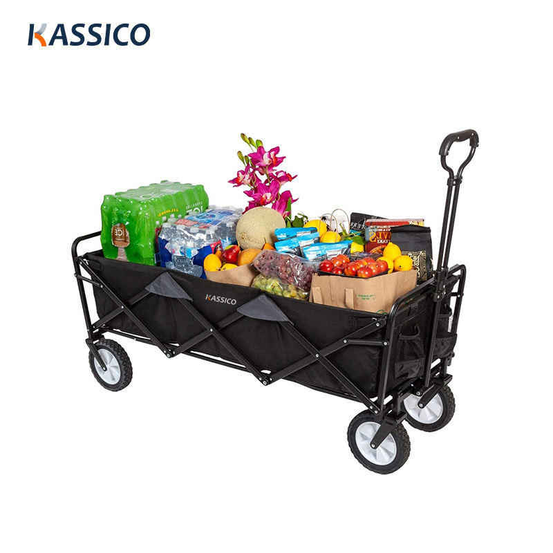 Extra Long Collapsible Camping Handcart Wagon For Sport Garden Beach Shopping