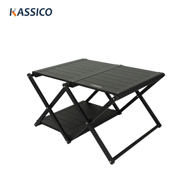 2 IN 1 Camping Folding Shelf and Picnic Table -Desktop Storage Rack