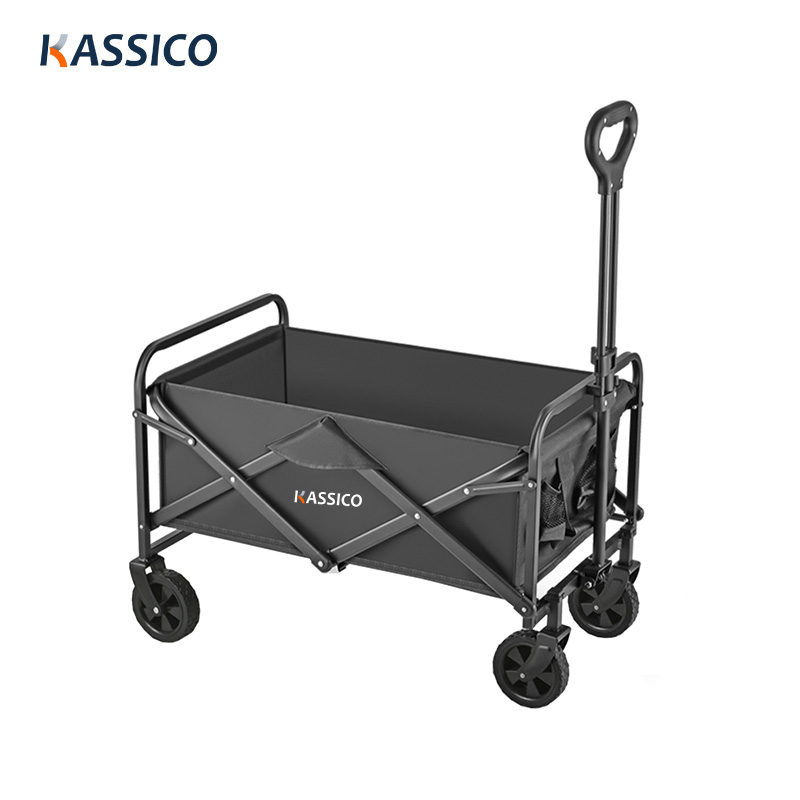 80L Collapsible Camping Wagon Cart With 5" PU Wheels For Garden & Beach